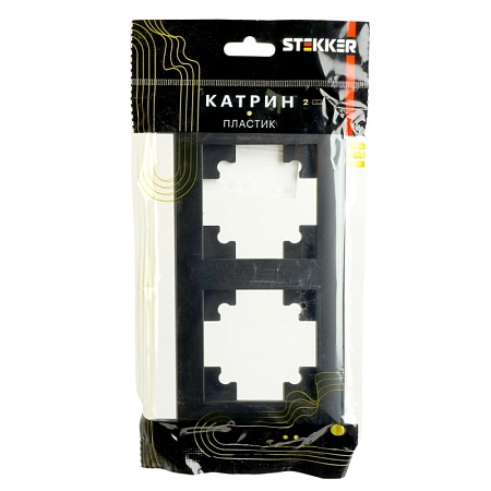 Рамка STEKKER, PFR00-7002-05 2-местная, пластик, серия Катрин, черный - фото