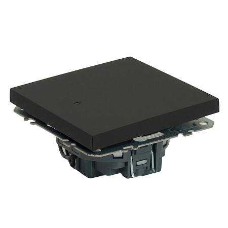 Выключатель 1-клавишный c индикатором (механизм), STEKKER, 250В, 10А, серия Эмили, RSW10-5101-05, черный уголь, soft touch - фото