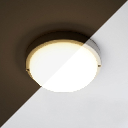 Светильник светодиодный пылевлагозащищённый  с акуст.датчиком,с дежурным режимом работы Feron AL3018 в пластиковом корпусе 12W 4000K 220V IP65 белый - фото