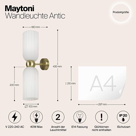 Настенный светильник (бра) Maytoni Antic MOD302WL-02W - фото