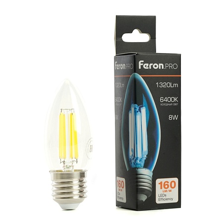 Лампа светодиодная Feron.PRO LB-1208 Свеча E27 1320LM 8W 175-265V 6400K - фото