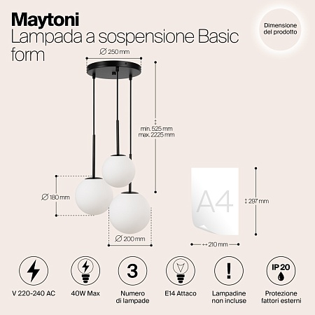 Подвесной светильник Maytoni Basic form MOD321PL-03B - фото