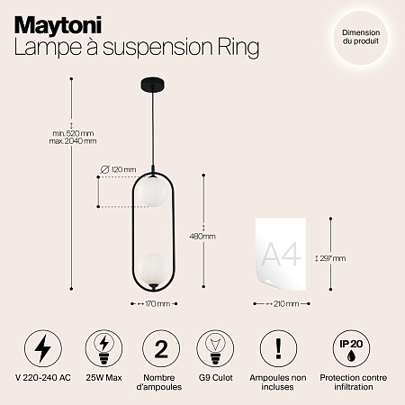 Подвесной светильник Maytoni Ring MOD013PL-02B - фото