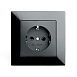 Розетка 1-местная с защитной шторкой с/з STEKKER GLS16-7010-05, 250В, 16А, черный - фото