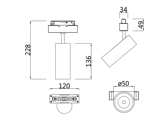 Трековый светильник Technical FOCUS LED TR019-2-10W3K-MG - фото