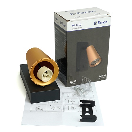 Светильник Feron ML1850 BELL, 35W, 230V, GU10, золото и чёрный - фото