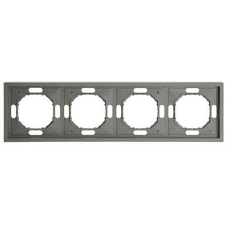 Рамка STEKKER, PFR00-5004-10  4-местная, серия Эмили, платиново-серый, soft touch - фото