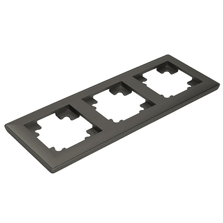 Рамка STEKKER, PFR00-7003-06 3-местная, пластик, серия Катрин, графит - фото