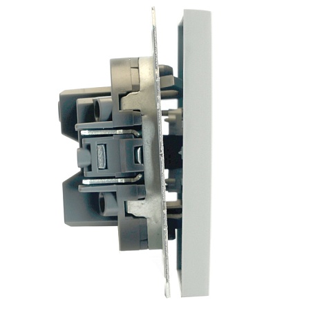 Выключатель 1-клавишный (механизм), STEKKER, 250В, 10А, серия Эмили, RSW10-5103-10,  платиново-серый, soft touch - фото