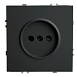 Розетка 1-местная с защитной шторкой (механизм), STEKKER,  б/з, 250В, 16А, серия Эмили, RST16-5109-05, черный уголь, soft touch - фото
