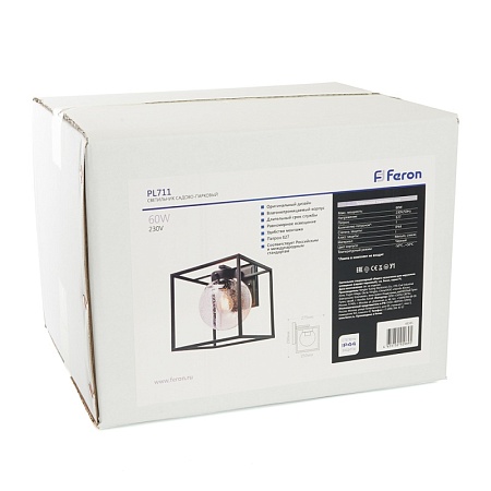 Светильник садово-парковый Feron PL711 на стену вниз  60W E27 230V, черный - фото