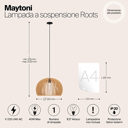 Подвесной светильник Maytoni Roots MOD195PL-01W - фото