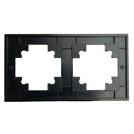 Рамка 2-местная, стекло, STEKKER GFR00-7002-05М, серия Катрин, черный матовый - фото