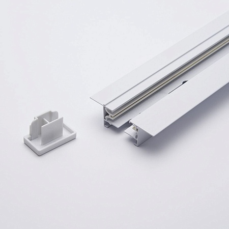 Шинопровод встраиваемый для трековых однофазных светильников, белый, 3м,  в наборе токоввод, заглушка, крепление, CAB1004 - фото