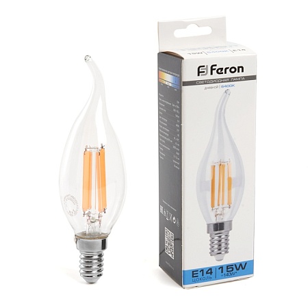 Лампа светодиодная Feron LB-718 Свеча на ветру E14 15W 230V 6400K - фото