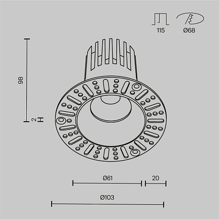 Встраиваемый светильник Technical DL121-15W-3K-TRS-B - фото