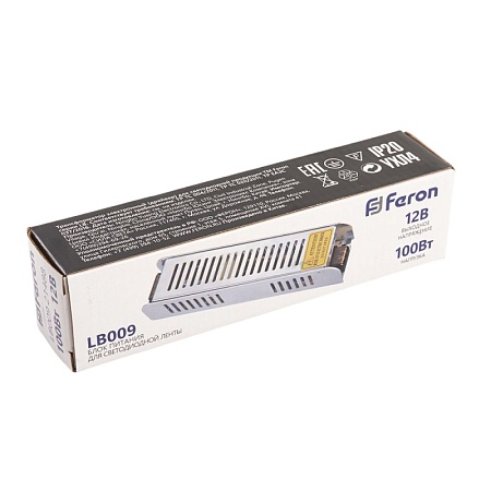 Трансформатор электронный для светодиодной ленты 100W 12V (драйвер), LB009 FERON - фото