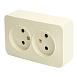 Розетка 2-местная б/з открытой установки, STEKKER, 250В, 10А, IP20, серия София, слоновая кость, MST10-12-04 - фото