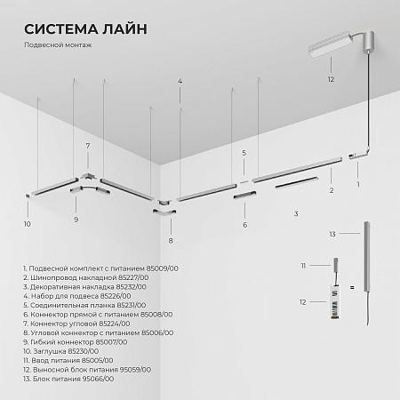 Трековый светильник 12W 3000K никель 85526/01 система Лайн 85526/01 Elektrostandard - фото