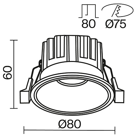 Встраиваемый светильник Technical Round DL058-12W3K-W - фото