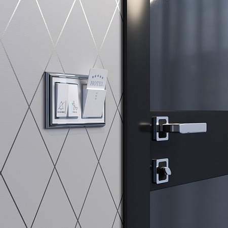 Выключатель двухклавишный для отелей белый W1120801 - фото