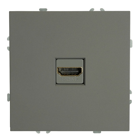 Розетка HDMI 2.0 Type A (механизм), серия Эмили, STEKKER, RST00-5118-10, платиново-серый, soft touch - фото