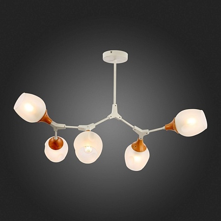 Светильник потолочный Белый, Светлое дерево/Белый E27 5*60W SLE113502-05 - фото