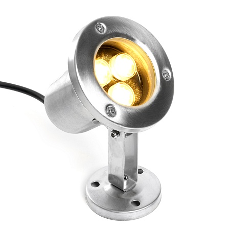Светодиодный прожектор подводный Feron LL-822, 3W, AC/DC24V, низковольтный, 2700K, металлик, 80*80*130mm, IP68 - фото