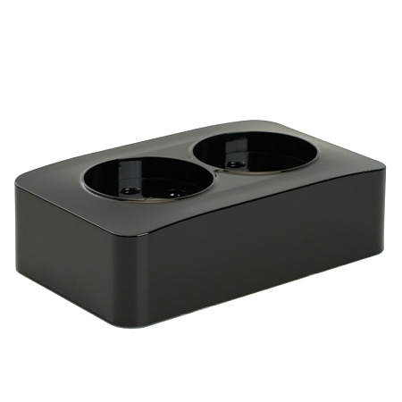 Розетка 2-местная б/з открытой установки, STEKKER, 250В, 10А, IP20, серия София, черный, MST10-12-02 - фото