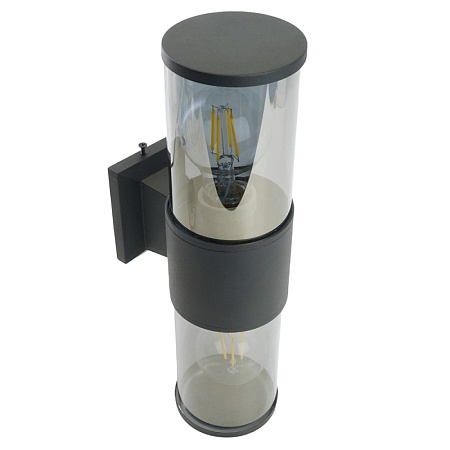 Светильник садово-парковый Feron DH1302, на стену вверх/вниз,  E27 230V, черный - фото