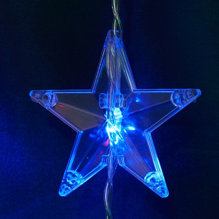 Светодиодная гирлянда Feron CL25 занавес Звездочки 2*1м  + 3м мультиколор с контроллером, статичная, c питанием от сети 230V, прозрачный шнур - фото