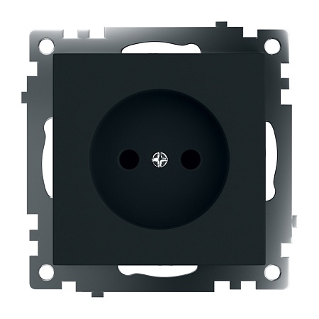 Розетка 1-местная б/з (механизм), STEKKER GLS10-7109-05, 250V, 10А с защитной шторкой, серия Катрин, черный - фото