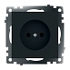 Розетка 1-местная б/з (механизм), STEKKER GLS10-7109-05, 250V, 10А с защитной шторкой, серия Катрин, черный - фото