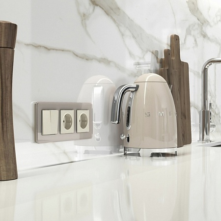 Розетка с заземлением и шторками (айвори матовый) W1171162 - фото