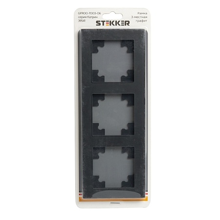 Рамка 3-местная, стекло, STEKKER GFR00-7003-06,серия Катрин, графит - фото