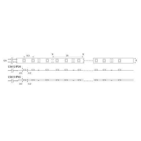 Светодиодная LED лента Feron LS612, 120SMD(2835)/m 9.6W/m 12V 5m 6500К - фото