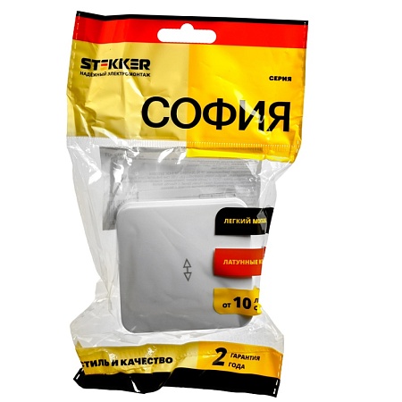 Переключатель открытой установки 1-клавишный, STEKKER, 250В, 10А, IP20, серия София, белый, MSW10-12-01 - фото