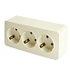 Розетка 3-местная с/з открытой установки, STEKKER, 250В, 16А, IP20, серия София, слоновая кость, MST16-13-04 - фото