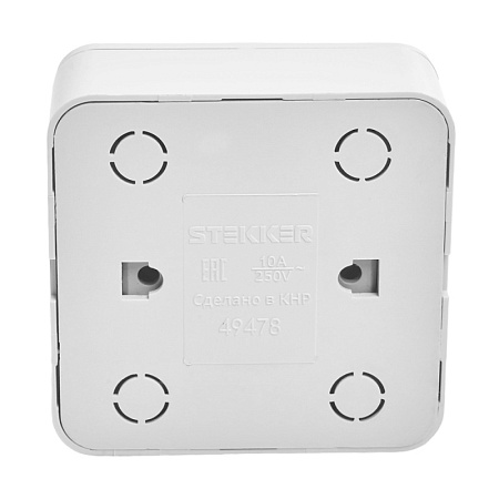 Переключатель открытой установки 1-клавишный, STEKKER, 250В, 10А, IP20, серия София, белый, MSW10-12-01 - фото