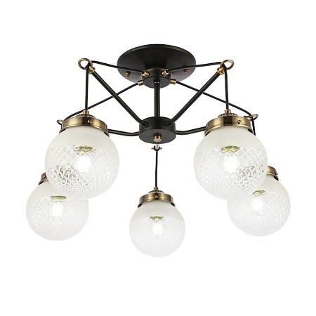 Светильник потолочный Черный, Бронза/Прозрачный, Белый E27 5*60W SLE110302-05 - фото
