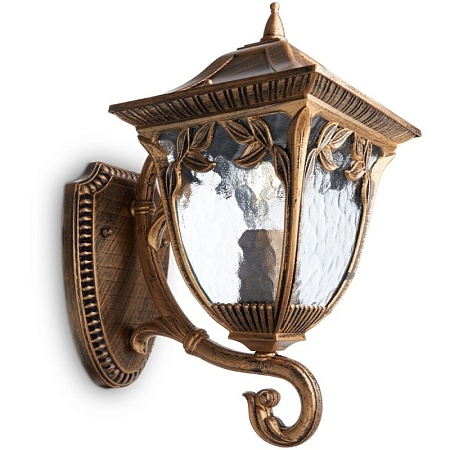 Светильник садово-парковый Feron PL4071 четырехгранный на стену вверх 60W E27 230V, черное золото - фото