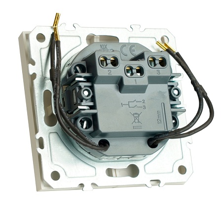 Выключатель 2-клавишный c индикатором (механизм), STEKKER, 250В, 10А, серия Эмили, RSW10-5102-01, белый фарфор, soft touch - фото