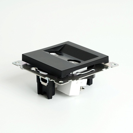 Розетка TV + компьютерная RJ-45 (механизм), STEKKER GLS00-7106-05, серия Катрин, черный - фото