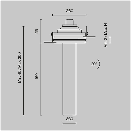 Встраиваемый светильник Technical Focus T C140TRS-L200-7W3K-B - фото