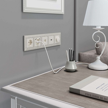 Телефонная розетка RJ-11 перламутровый рифленый WL13-RJ-11 - фото