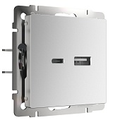 Розетка USB тип A+С серебряный W1171806