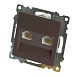 Розетка компьютерная 2-местная RJ-45 (механизм) STEKKER GLS00-7109-04, серия Катрин, шоколад - фото
