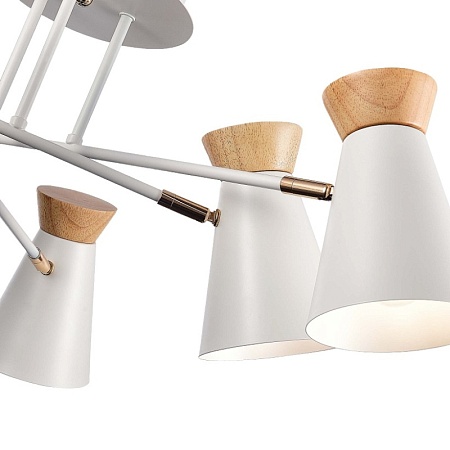 Светильник потолочный Белый, Золотистый/Белый, Дерево E27 6*60W SLE1252-502-06 - фото