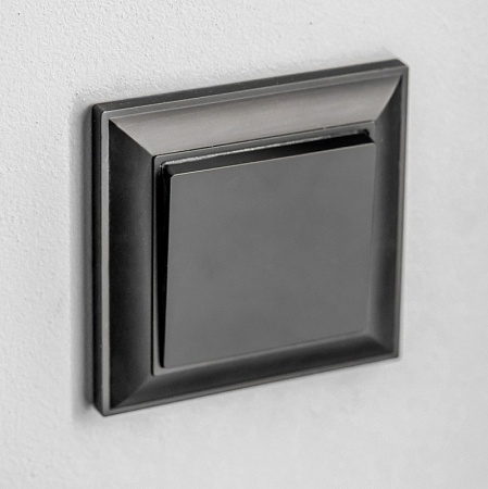 Выключатель одноклавишный проходной черный матовый WL08-SW-1G-2W - фото