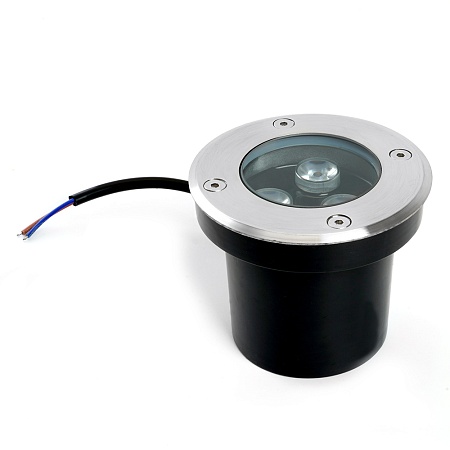 Светодиодный светильник тротуарный (грунтовый) Feron SP2801, 3W, AC/DC12-24V, низковольтный, 4000К, черный,100*H80mm, вн.диаметр: 70mm, IP67 - фото